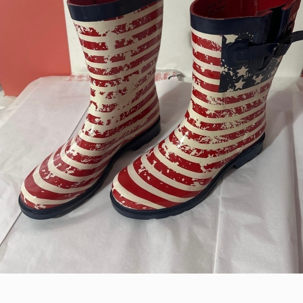 Capelli of New York Red and White Striped Rain Boots